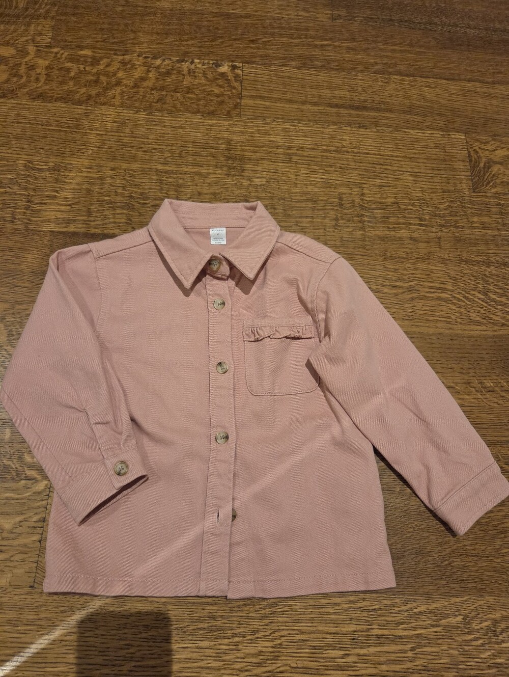 Brand New Rococo Girl's Long-Sleeve Button-Up Denim Shirt - Pink